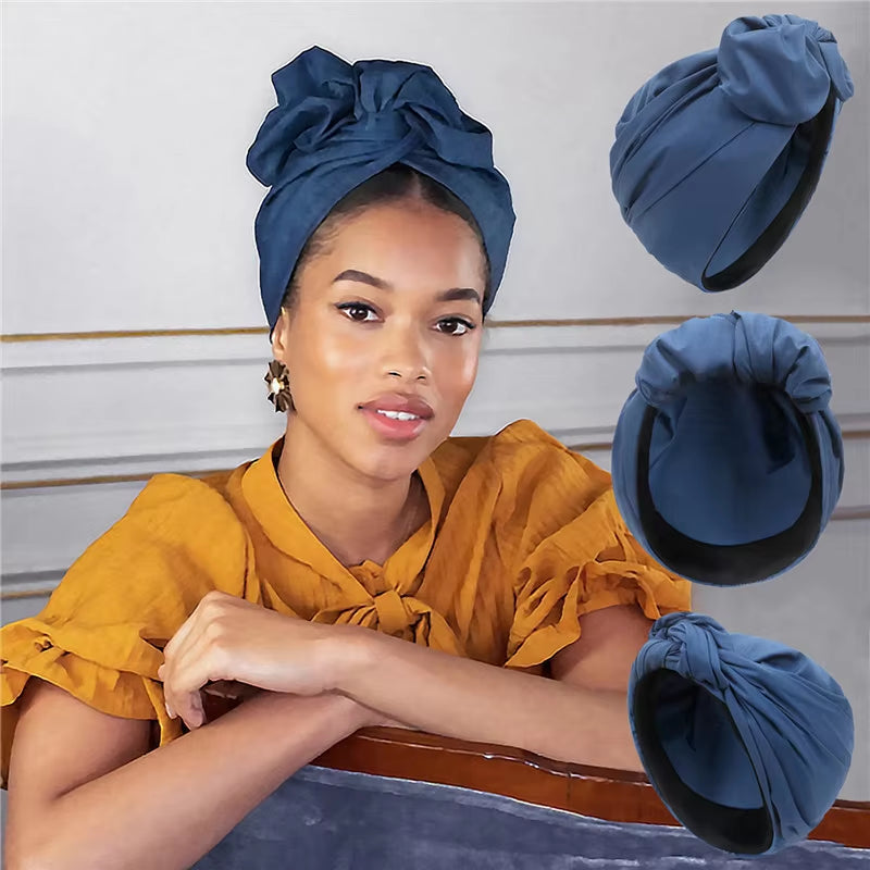 French Vintage Turban Hat Fashion Female Bandana Headband Women'S Hair Cover Cap Ladies Head Wraps Muslim Headscarf Bonnet